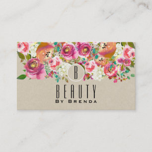 Elegante Florale Rustikale Chic Kraft Glam benutze Visitenkarte