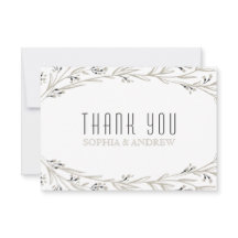 Elegante florale rustikale Hochzeit danke Karte