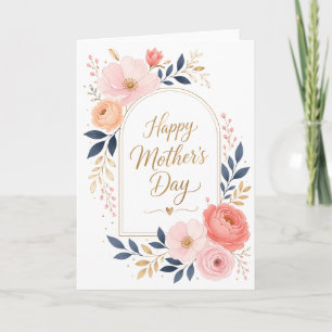 Elegante Florale Sanfte Rosa Frohen Muttertag Karte