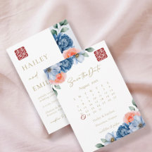 Elegante, florale Save the Date chinesische Hochze