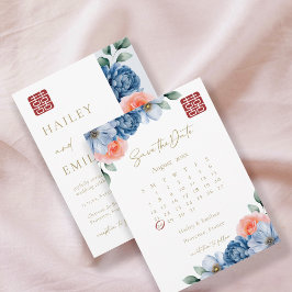 Elegante, florale Save the Date chinesische Hochze Einladung