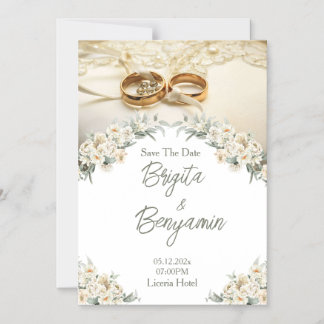 Elegante Florale Save-The-Date-Hochzeitskarte Magneteinladung