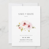 Elegante, florale Save the Date-Karte Ankündigung (Vorderseite)