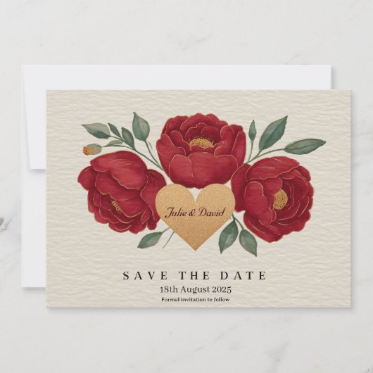 Elegante, florale Save the Date-Karte Einladung (Vorderseite)