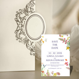 Elegante Florale Save-the-Date-Karte Einladung