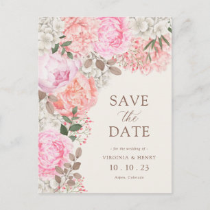 Elegante Florale Save-the-Date-Karte Postkarte