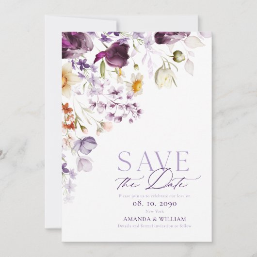 Elegante, florale Save the Date-Karte Save The Date (Vorderseite)