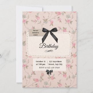 Elegante Florale Schleife Coquette Geburtstagseinl Einladung