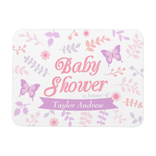 Elegante Florale Schmetterlings-Baby-Shower-Partyg Magnet