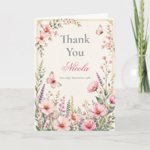 Elegante Florale Schmetterlings-Hochzeitsdusche Dankeskarte