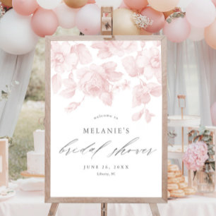 Elegante Florale Schreibschrift Rosa Brautparty Wi Poster