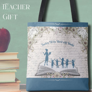 Elegante Florale Schrift Lehrer Anerkennung Tasche