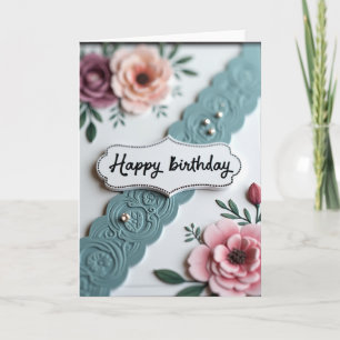 Elegante Florale Schriftkarte Karte