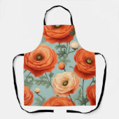 Elegante florale Schürze (Peach, Orange, Blue) (Vorderseite)