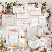 Elegante florale Schwanenschwänze Blush Pink Ribbo Einladung