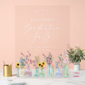 Elegante Florale Script Abschlussparty Willkommen Acrylschild (Hochzeit)