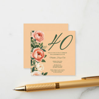 Elegante Florale Seitenrand-Geburtstagseinladung Begleitkarte