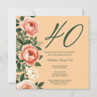 Elegante Florale Seitenrand-Geburtstagseinladung Save The Date