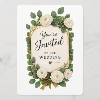 Elegante Florale "Sie sind eingeladen" Hochzeits-E Menükarte