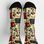 Elegante florale Socken mit geometrischen Retro-Ak (Oben)