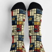 Elegante florale Socken mit Retro Grid Design (Oben)