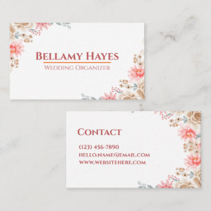 Elegante florale Soft Watercolor Peach Beige Moder Visitenkarte