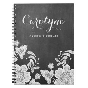 Elegante Florale Spitze auf Schultafel Personalize Notizblock