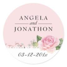 Elegante florale Spitzen Pellrosa Hochzeitskleber