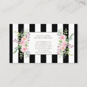 Elegante, florale Streifen Visitenkarte (Rückseite)