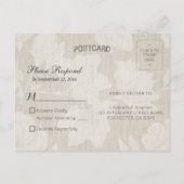Elegante florale String Lights Linen Wedding RSVP Einladungspostkarte (Rückseite)