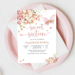 Elegante Florale Sweet Sixteen Einladung