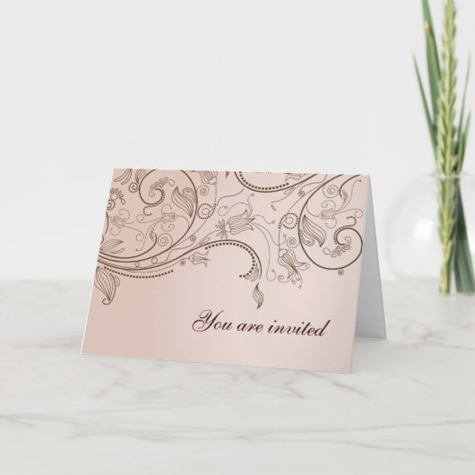 Elegante, florale Swirl Einladung (Vorderseite)