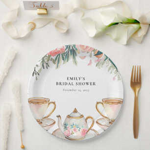 Elegante Florale Teeparty-Hochzeitsdusche Pappteller