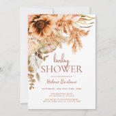 Elegante florale Terracotta Fall Baby Dusche Einladung (Vorderseite)