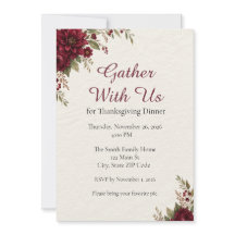 Elegante Florale Thanksgiving-Dinner-Einladung