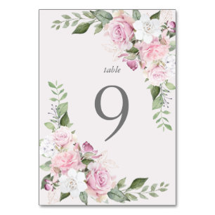 Elegante Florale Tischkarte Rosengarten Tischnummer