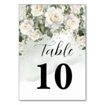 Elegante Florale Tischnummer-Hochzeitskarte