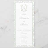 Elegante Florale Toile-Krone-Monogramm-Hochzeit Programm (Vorderseite)