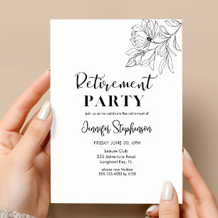 Elegante florale Typografie-Ruhestandsfeier Einladung