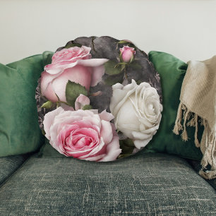 Elegante florale Umarmung Runde Kissen