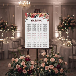 Elegante florale und graue gestreifte Hochzeitsgäs Acrylschild