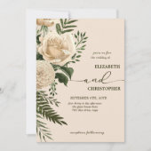 Elegante florale Vegetation und Cream Bouquets Wed Einladung (Vorderseite)