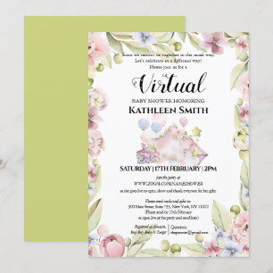 Elegante florale Vegetation Wasserfarben Virtual D Einladung