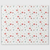 Elegante florale Vegetation Wintermuster Geschenkpapier (Flach)