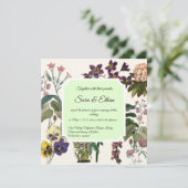 Elegante, florale, Vintage Einladung zur Hochzeit (Stehend Vorderseite)