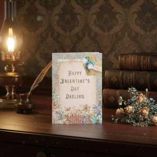 Elegante Florale Vintage-Liebe Valentinstagskarte Feiertagskarte