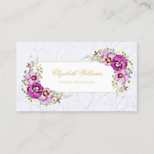 Elegante florale Vintage-Stiefmütterchen Lila Chic Visitenkarte