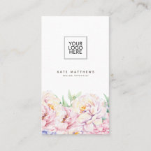 Elegante florale Visitenkarte mit QR Code