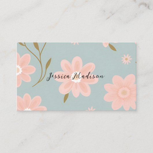 Elegante florale Visitenkarte mit QR Code | DP7 (Vorderseite)