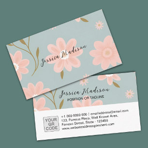 Elegante florale Visitenkarte mit QR Code   DP7